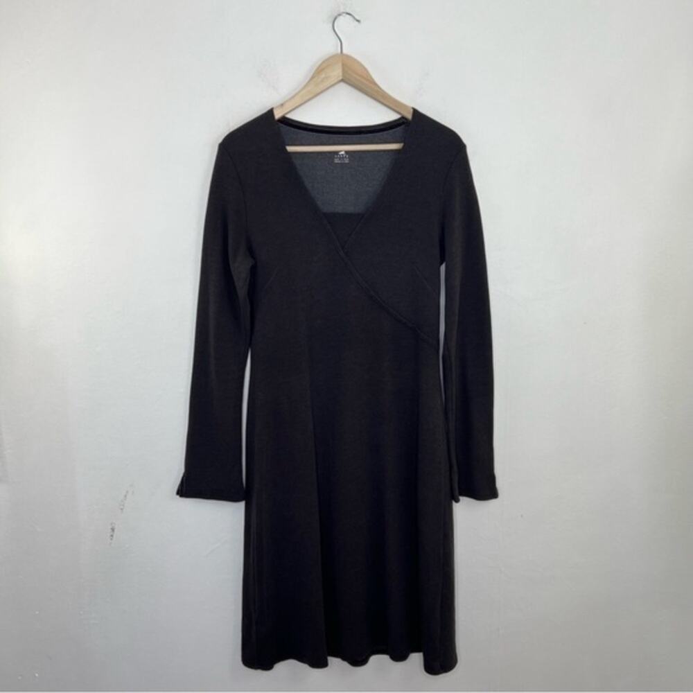 Horny Toad Toad & Co Tomboy Faux Wrap A-Line Long Sleeve Brown Dress Size Large